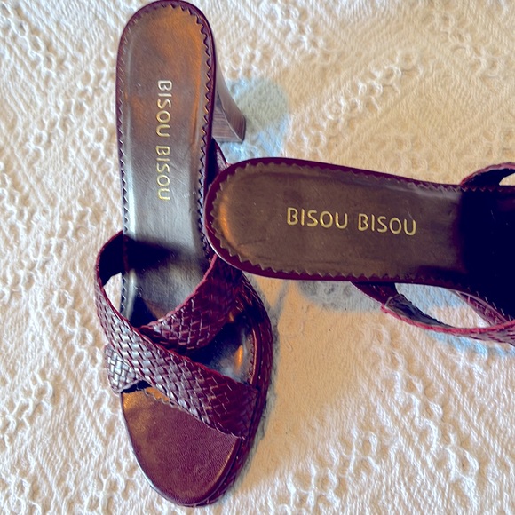 Bisou Bisou Dark Red Mule Heels 7.5m - Picture 3 of 8